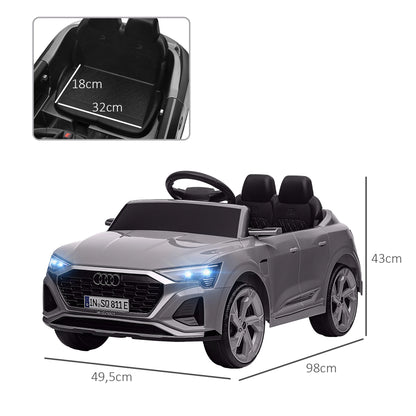 Aiyaplay Electric Car for Children Audi Q8 Etron Sportback with License Remote Control Headlights Horn and Music Gray