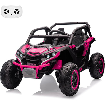 24V Ride On Car For Kids, 4WD Electric Vehicle With Remote Control, 2 Seater, LED Lights, Four-Wheel Shock Absorption, 3 Speeds