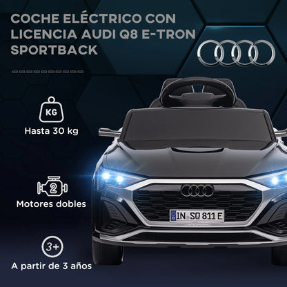 Aiyaplay Electric Car for Children Audi Q8 Etron Sportback with License Remote Control Headlights Horn and Music Gray