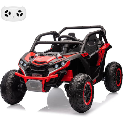 24V Ride On Car For Kids, 4WD Electric Vehicle With Remote Control, 2 Seater, LED Lights, Four-Wheel Shock Absorption, 3 Speeds