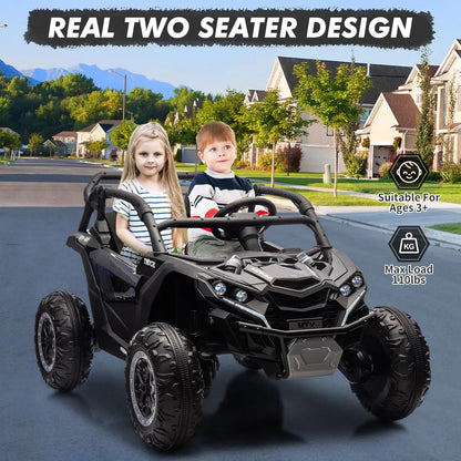 24V Ride On Car For Kids, 4WD Electric Vehicle With Remote Control, 2 Seater, LED Lights, Four-Wheel Shock Absorption, 3 Speeds