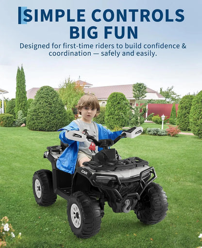 12V Kids Ride on Quad Car Toy with LED Lights, Music, Foot Pedal Wear-Resistant Wheels, Battery Powered Electric Vehicle Gifts