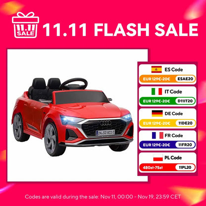 Aiyaplay Electric Car for Children Audi Q8 Etron Sportback with License Remote Control Headlights Horn and Music Gray