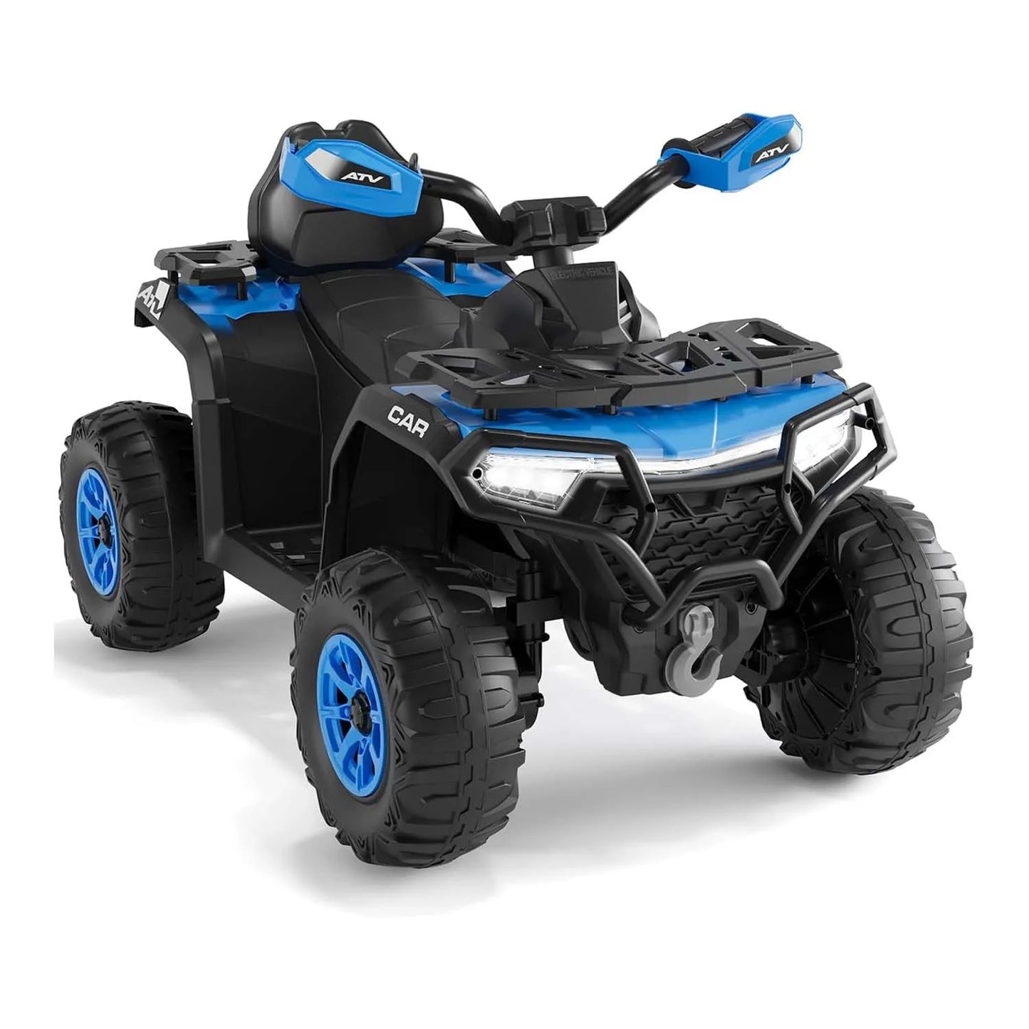 12V Kids Ride on Quad Car Toy with LED Lights, Music, Foot Pedal Wear-Resistant Wheels, Battery Powered Electric Vehicle Gifts
