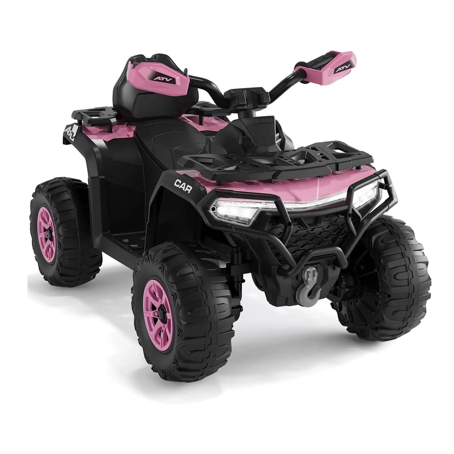 12V Kids Ride on Quad Car Toy with LED Lights, Music, Foot Pedal Wear-Resistant Wheels, Battery Powered Electric Vehicle Gifts